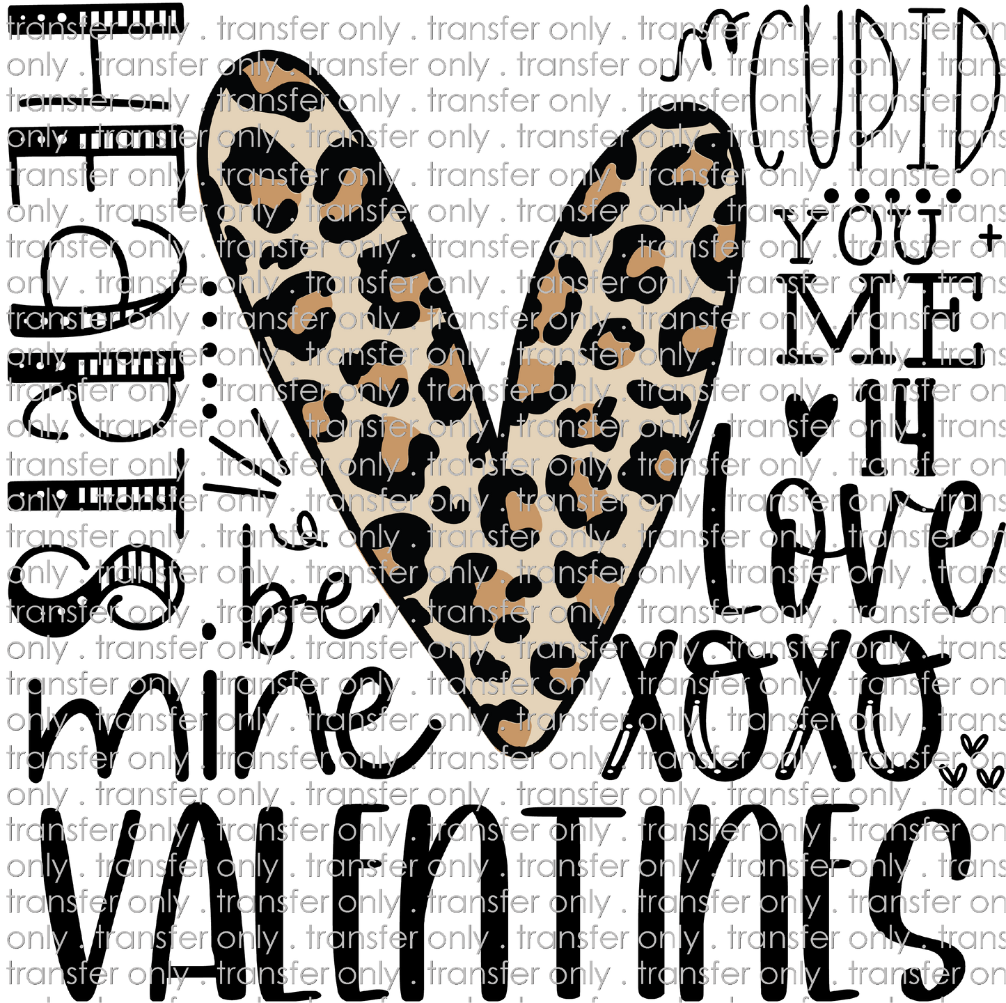 VAL 296 Valentines Leopard Heart Typography